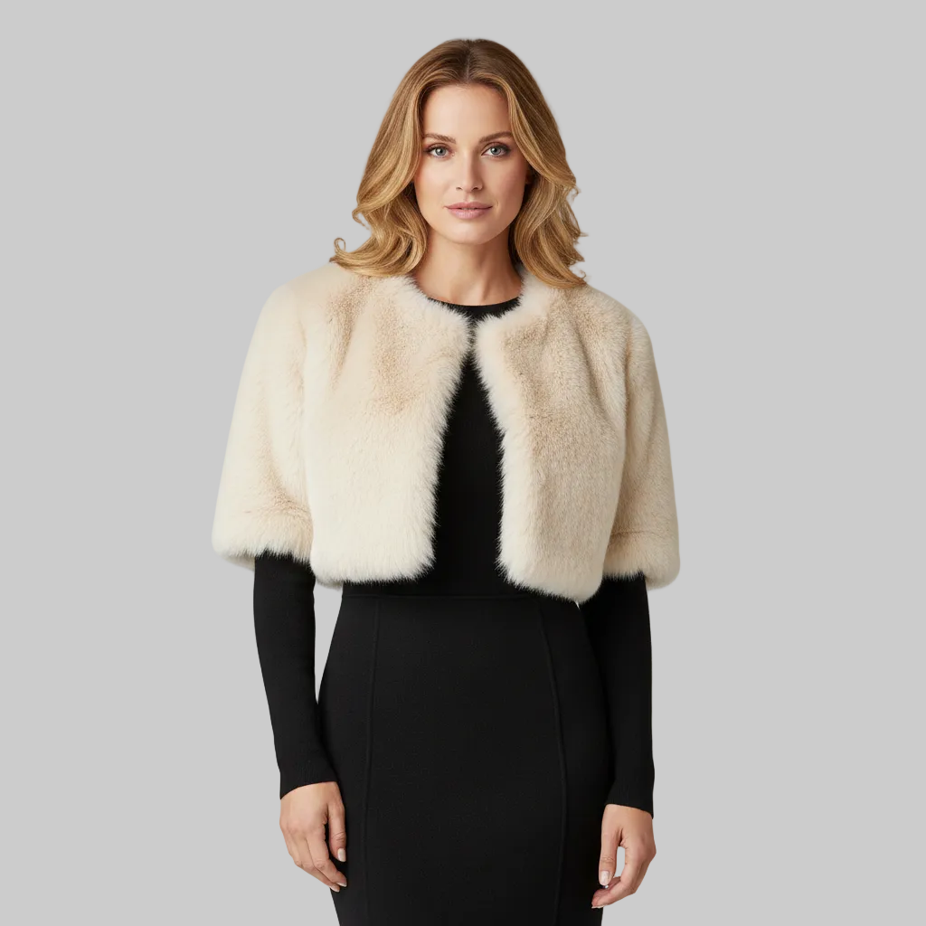 Veste boléro courte en fausse fourrure