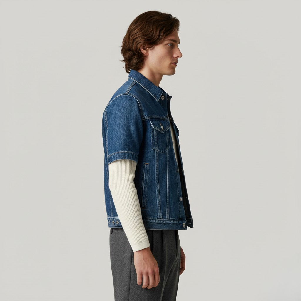 Veste trucker en denim à manches courtes