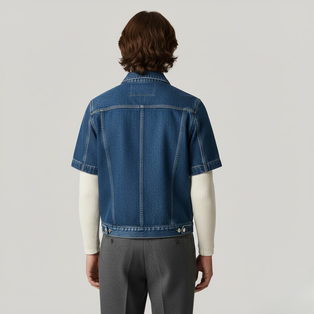 Veste trucker en denim à manches courtes