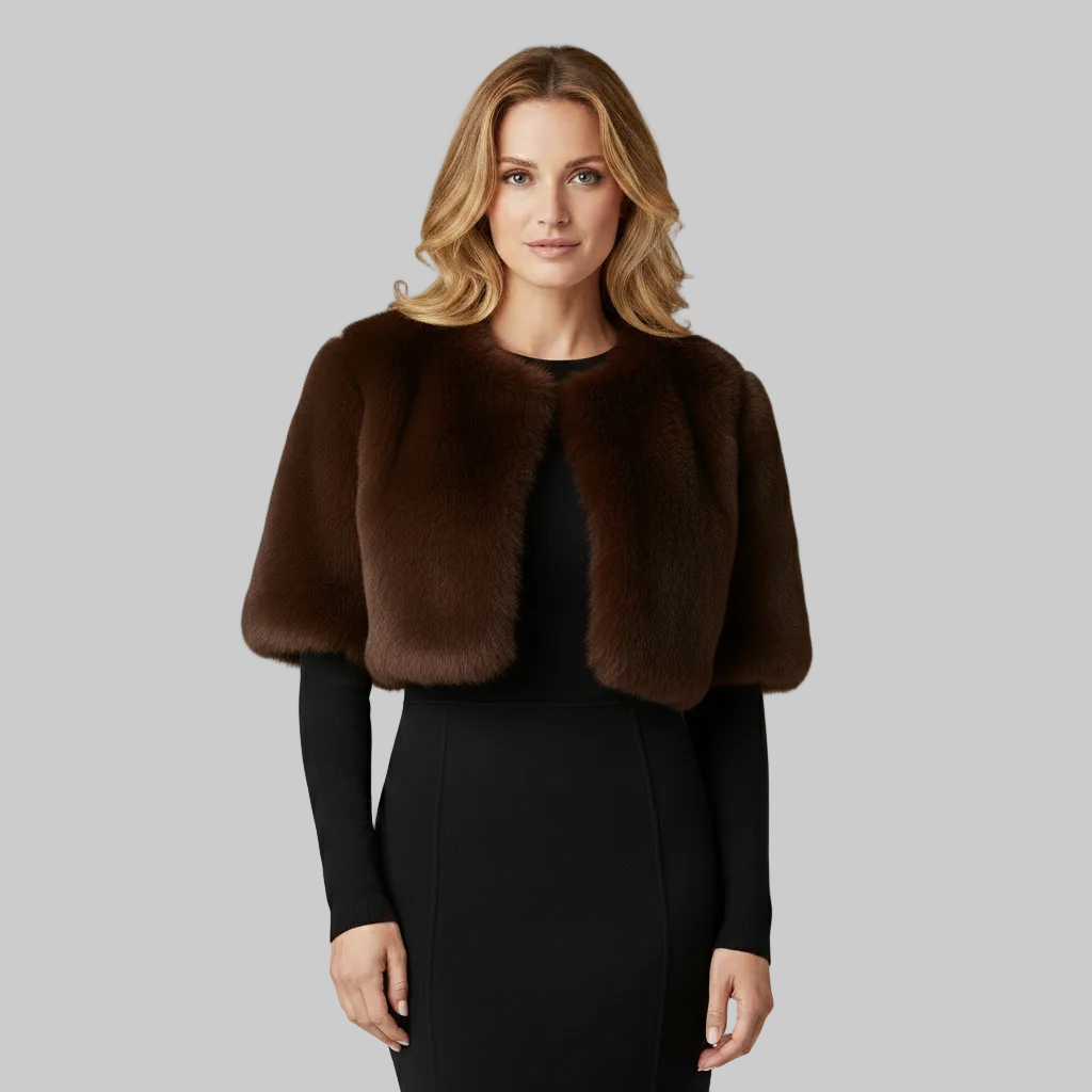 Veste boléro courte en fausse fourrure