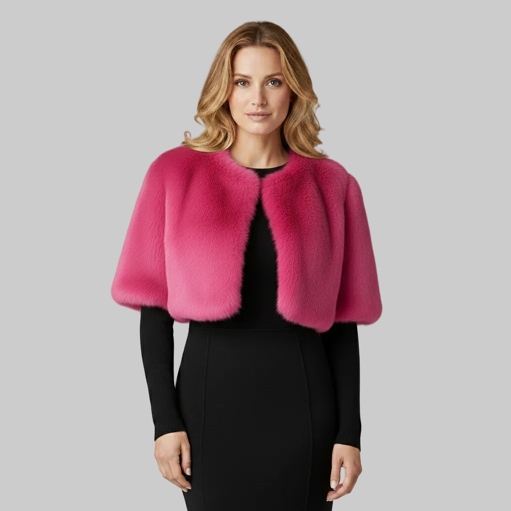 Veste boléro courte en fausse fourrure