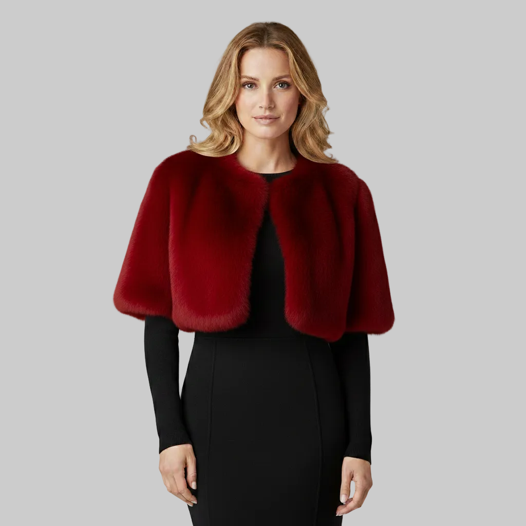 Veste boléro courte en fausse fourrure