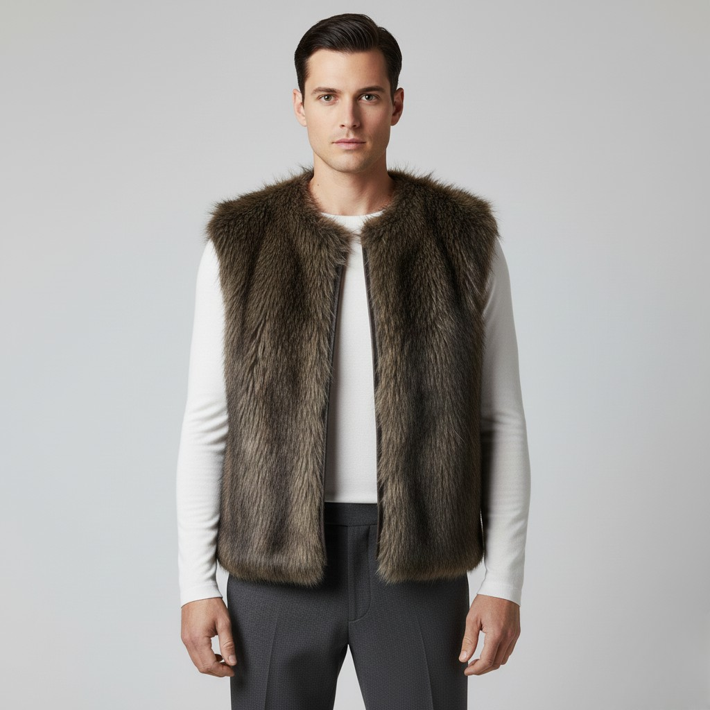Gilet sans manches en fausse fourrure