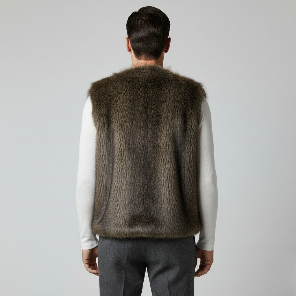 Gilet sans manches en fausse fourrure