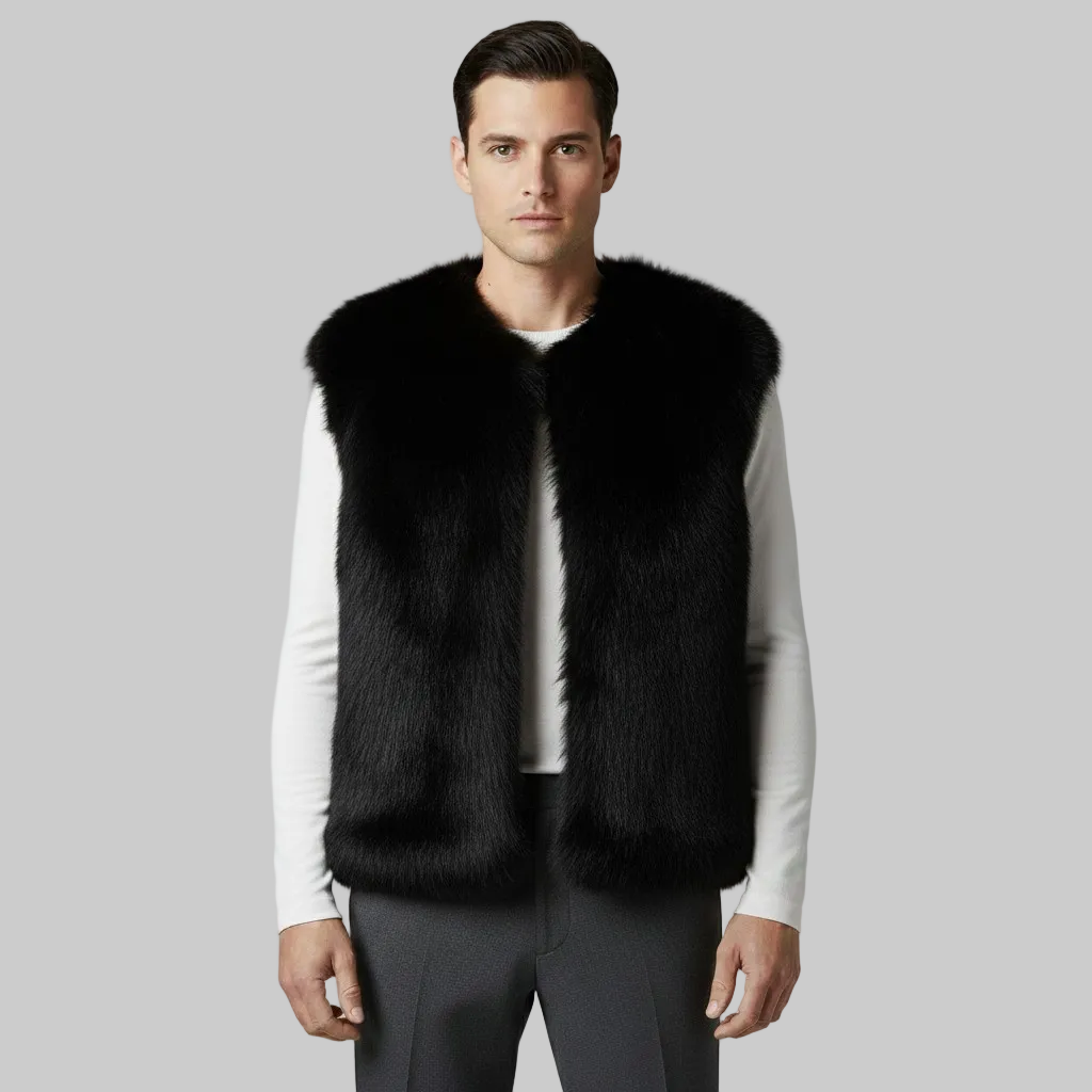 Gilet sans manches en fausse fourrure